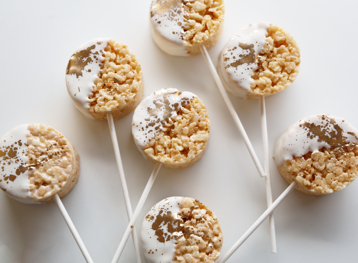 Rice Crispy Pops- Gold & White – ZestBakeshop