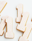 Pink and Yellow Daisy Number Cookies