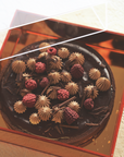 Chocolate Mousse Faux Berry Tart in Golden Lucite Box