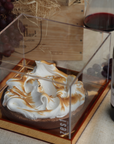 Meringue Tart in Golden Lucite Dome