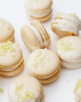 Fresh Lemon Zest White Chocolate Dipped Macarons- KFP