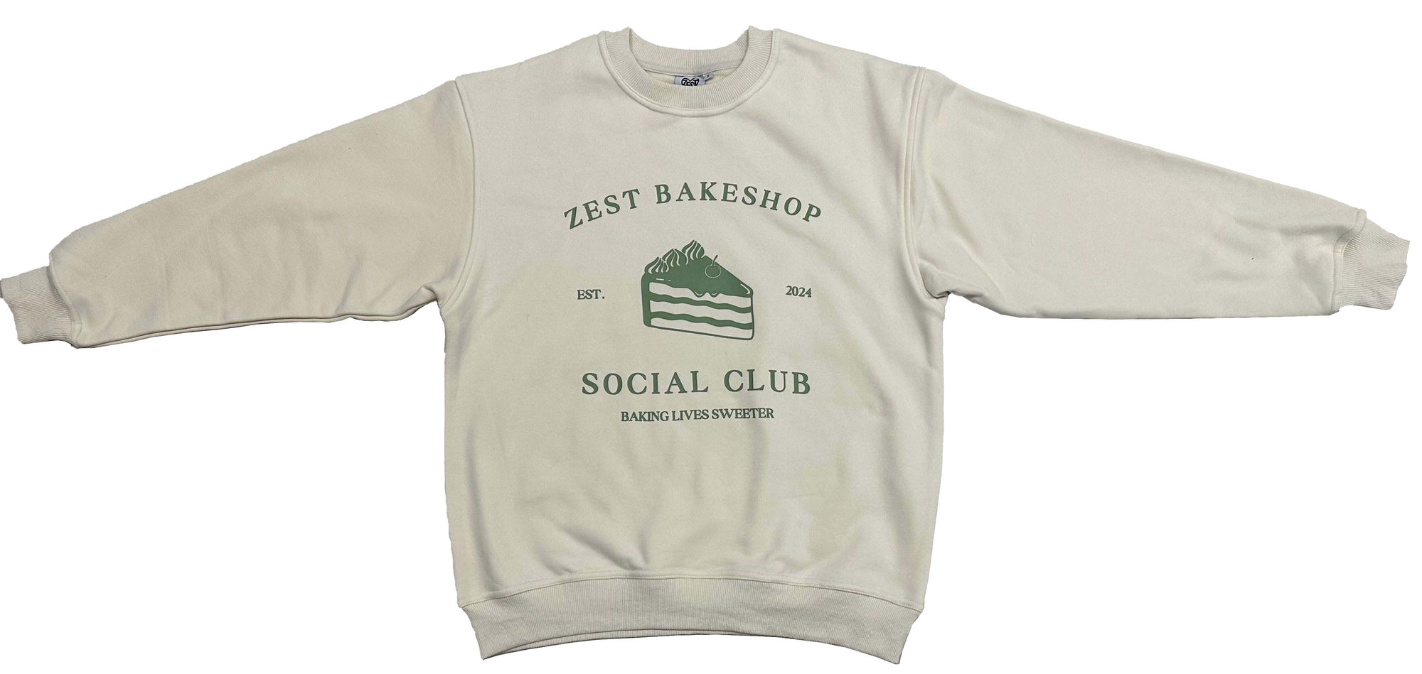 "Zest Club" Sweatshirt- Cream/Olive