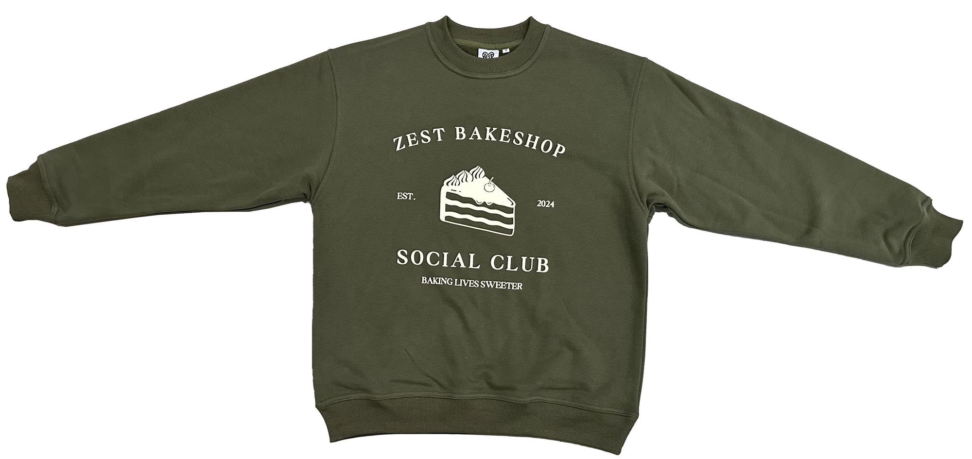 "Zest Club" Sweatshirt- Olive/Cream