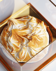 Meringue Tart in Golden Lucite Dome