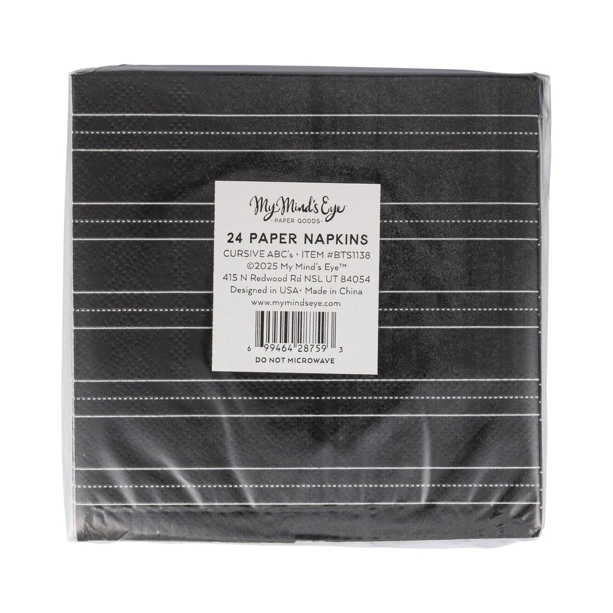 Cursive ABCs Paper Cocktail Napkin