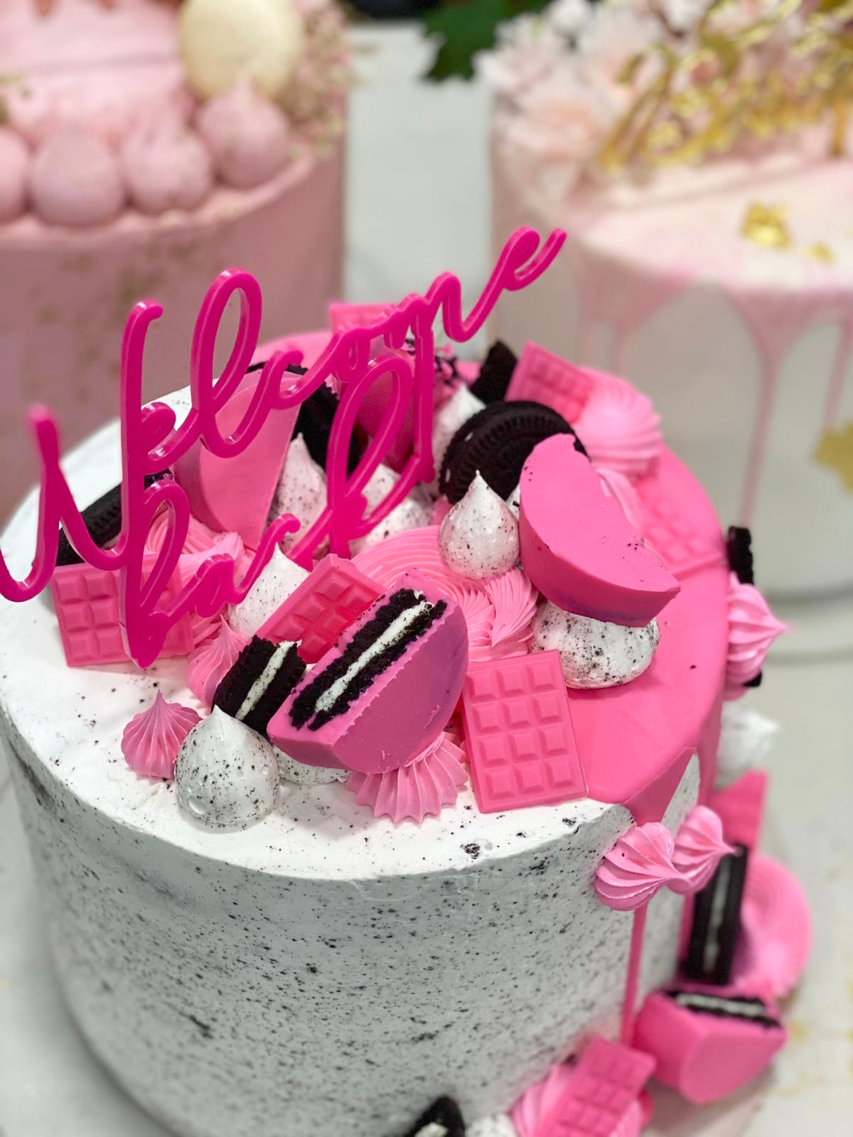 Exploding Pink Cake Hot Pink Birthday Cakes Customized Cake (Light Pink Buttercream Design
