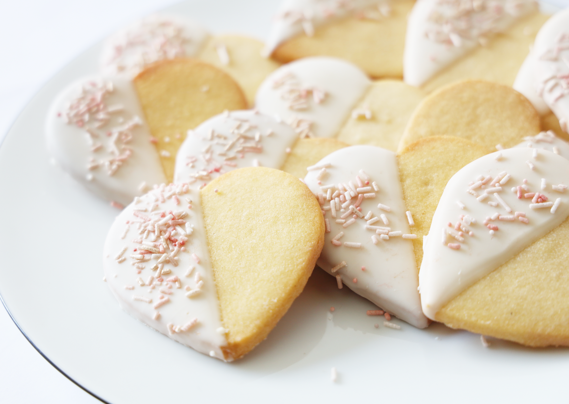 24 Heart Dipped Sugar Cookies- Pink Sprinkles