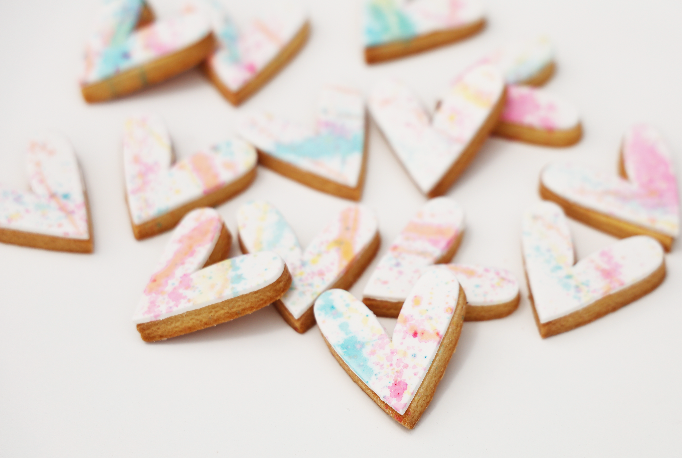 Mini Neon Splatter Heart Cookies