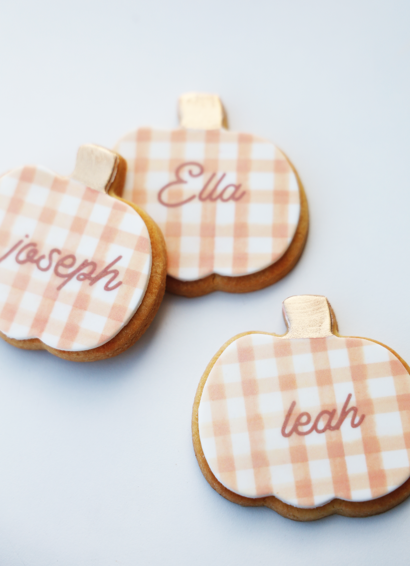 Custom Plaid Pumpkin Place Setting Cookies