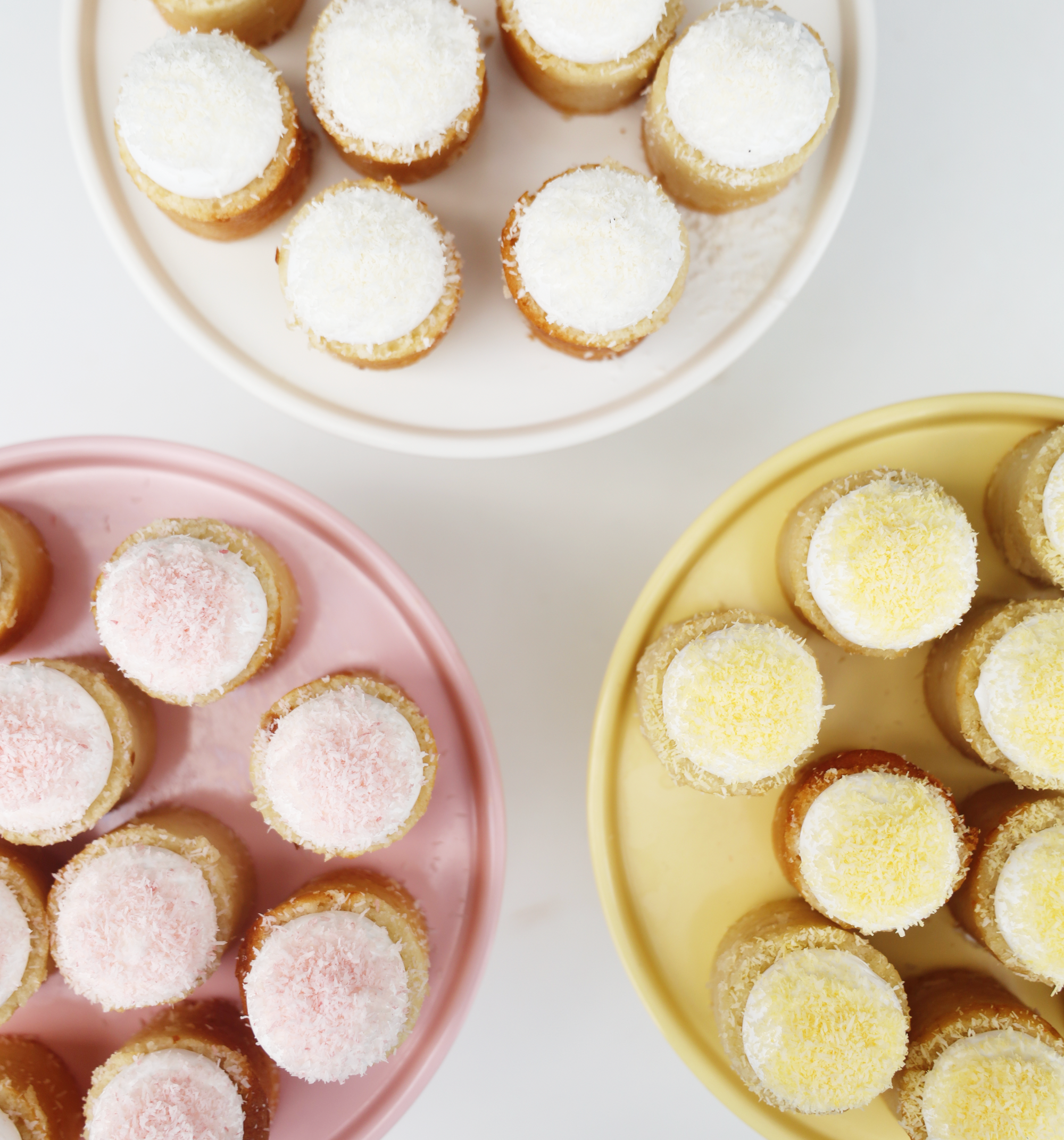 Mini Colored Coconut Cakes - Yellow