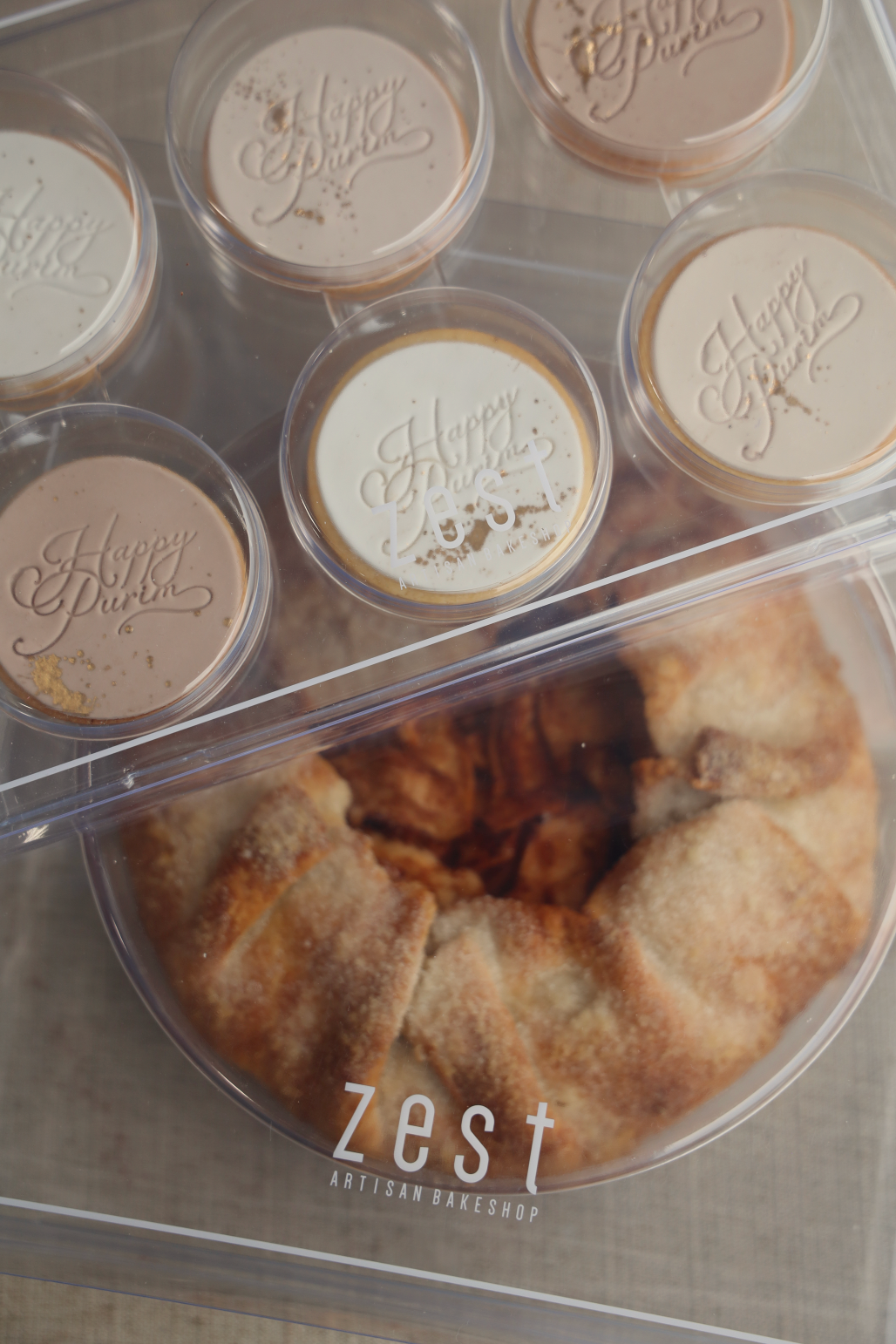 Fruit Galette + Happy Purim Cookie Box Stacking Set