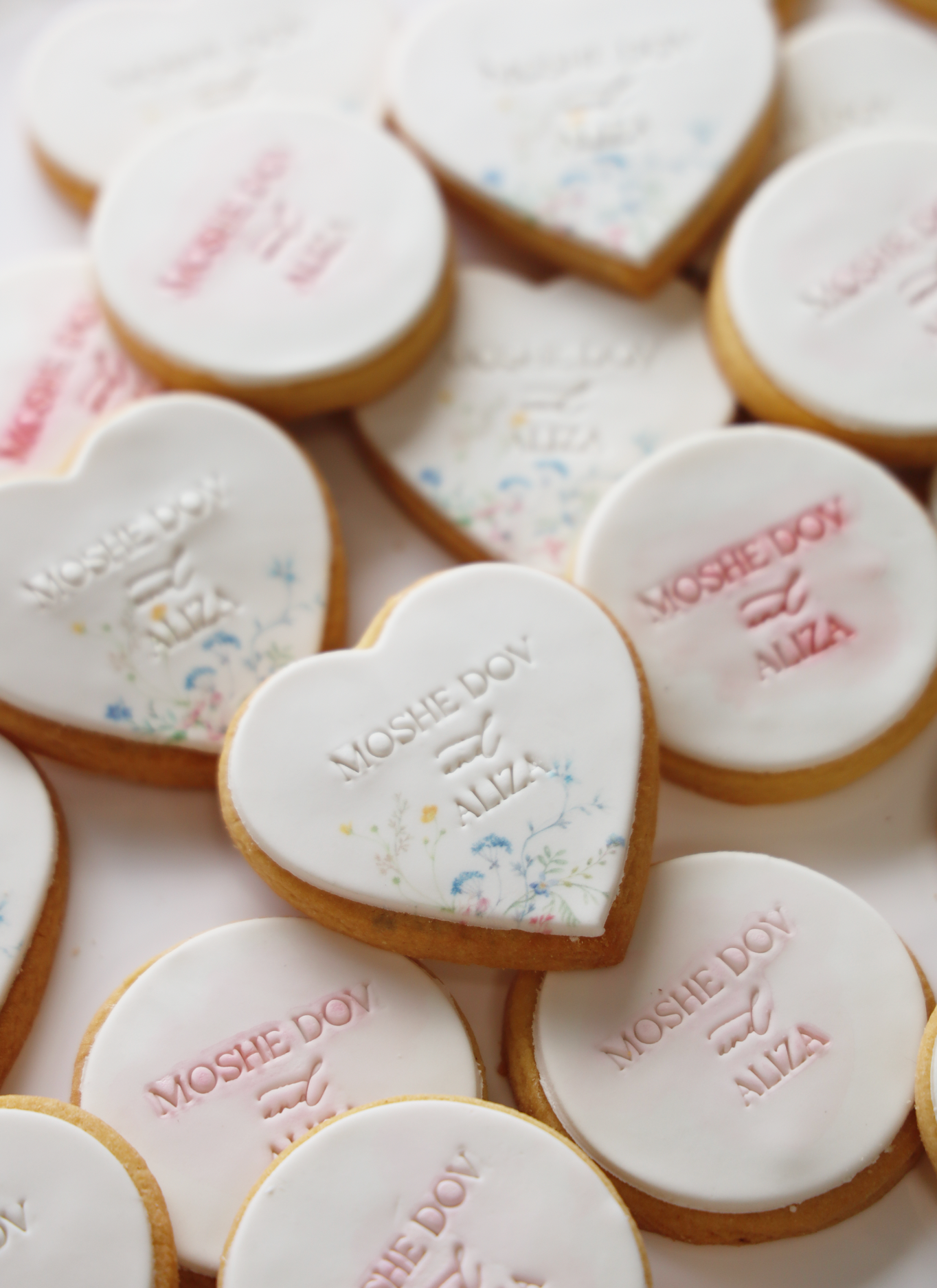 Pink Watercolor + Spring Florals Personalized Cookies Set (36 Cookies)