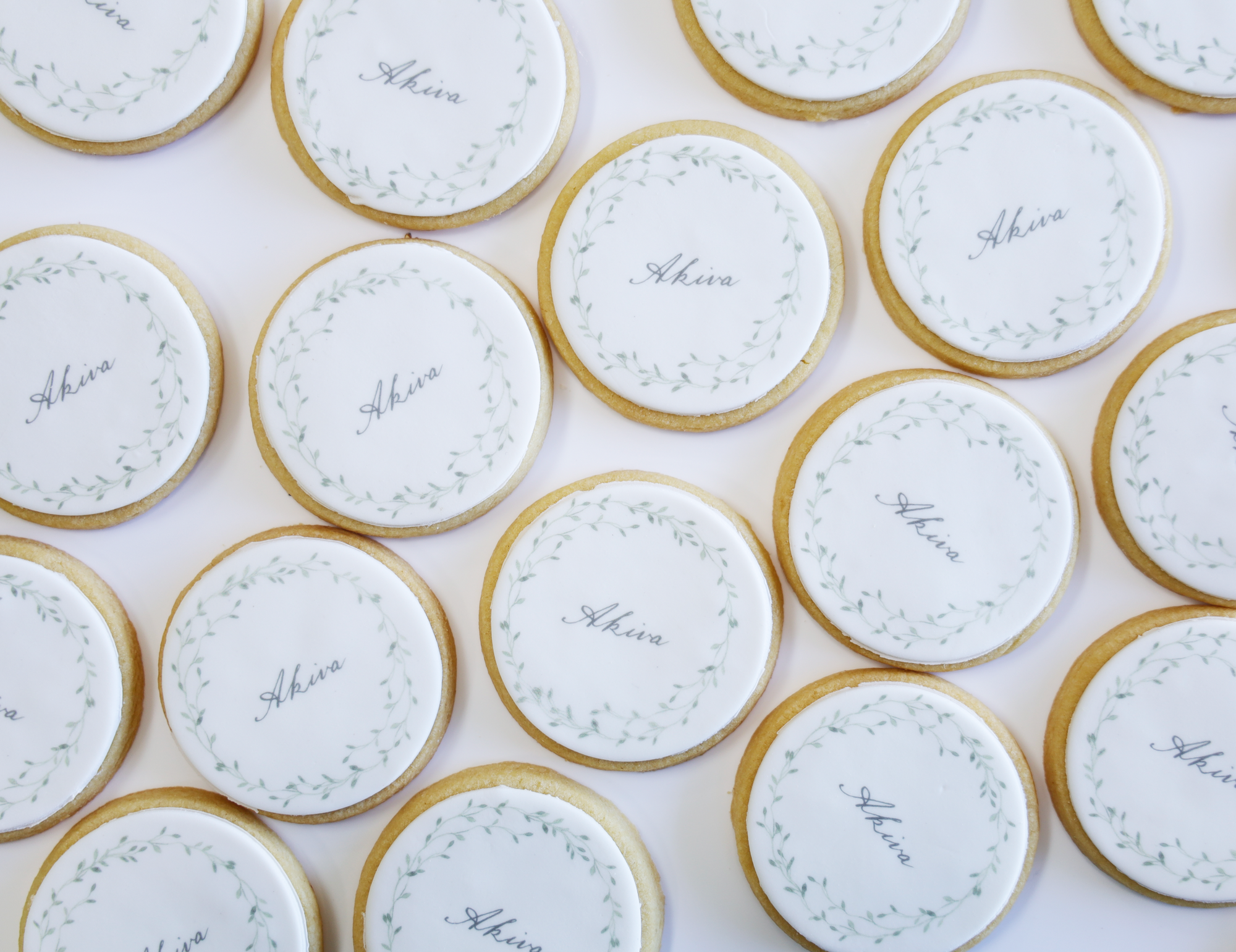 Vine Wreath Custom Name Cookie Set