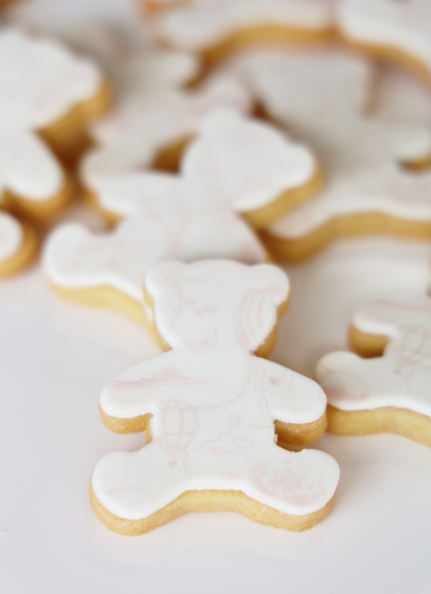 Pink Toile Mini Teddy Bear Cookies