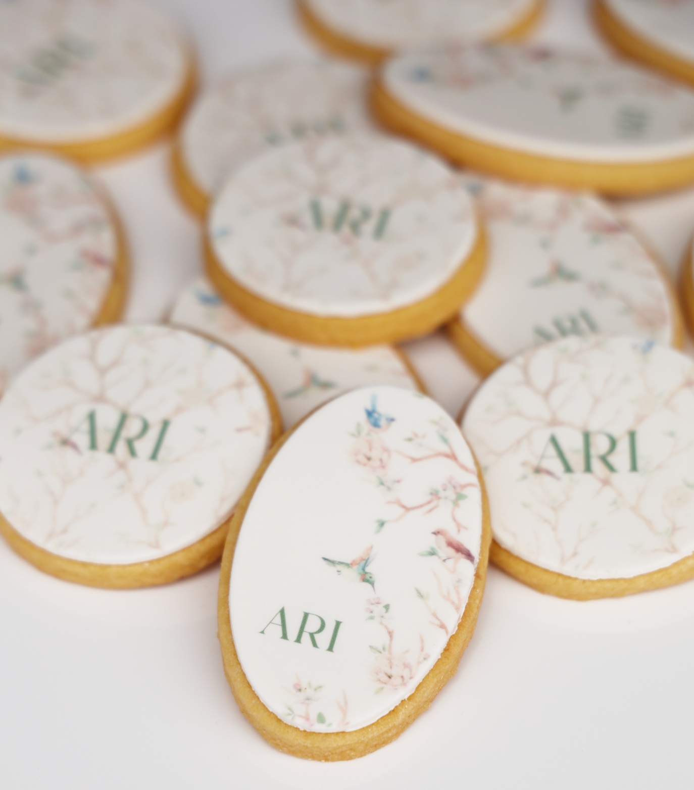 Custom Name Oval + Round Bird Cookie Set