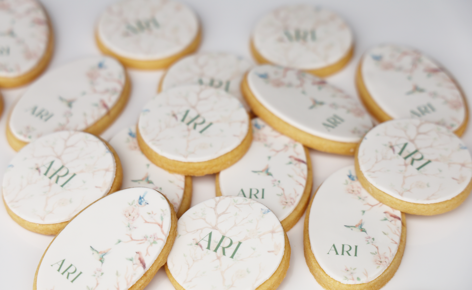 Custom Name Oval + Round Bird Cookie Set