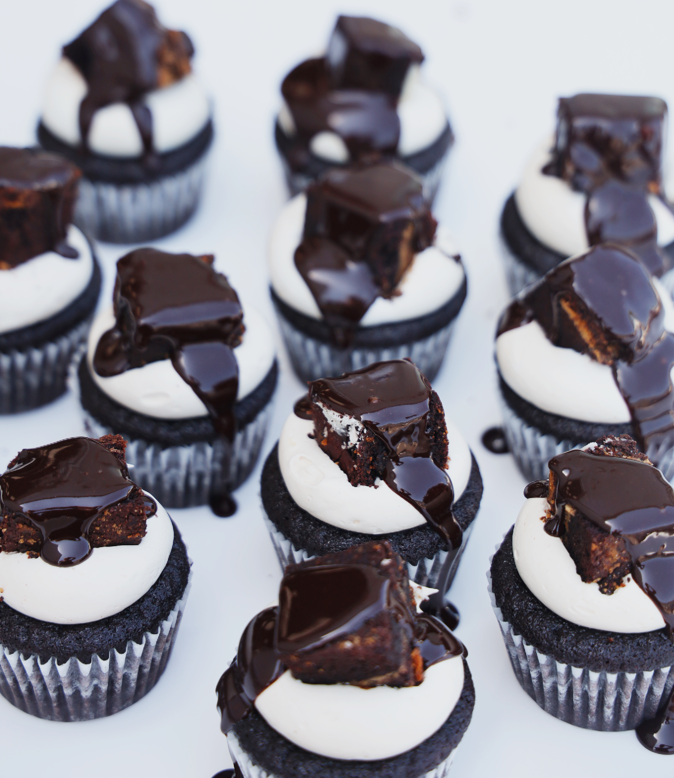 Double Chocolate Peanut Butter Brownie Cupcakes