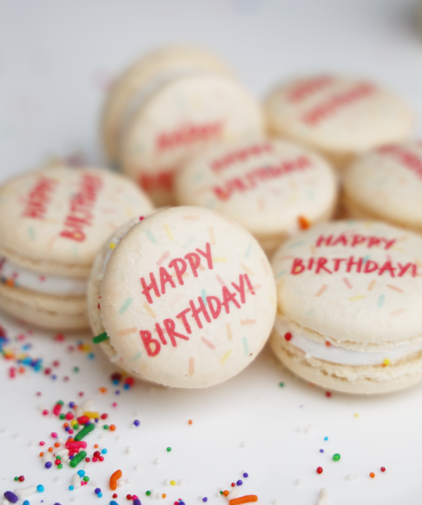 Happy Birthday Funfetti Macaron Set (12)