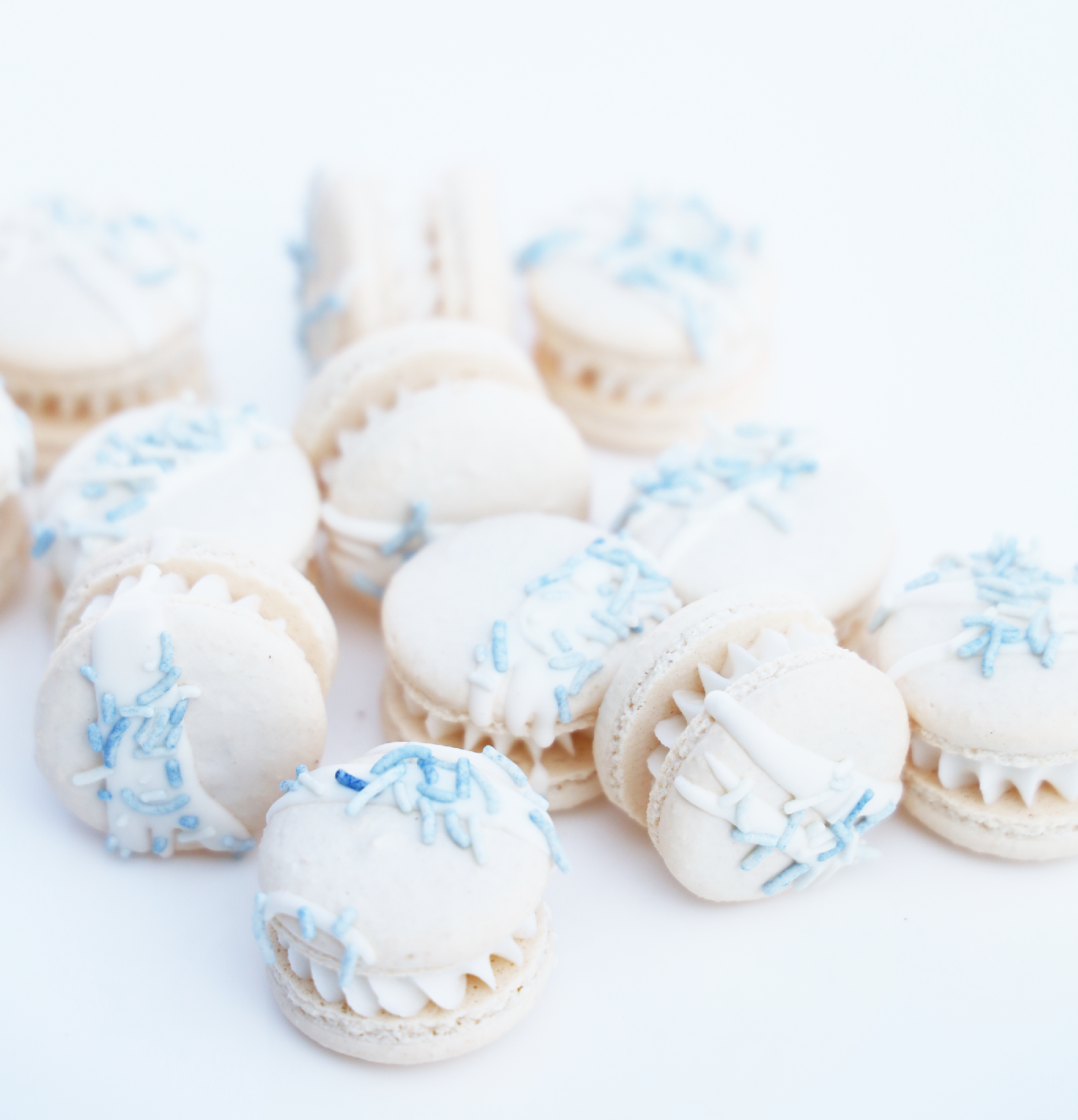 Blue Sprinkle Macaron Set (12)