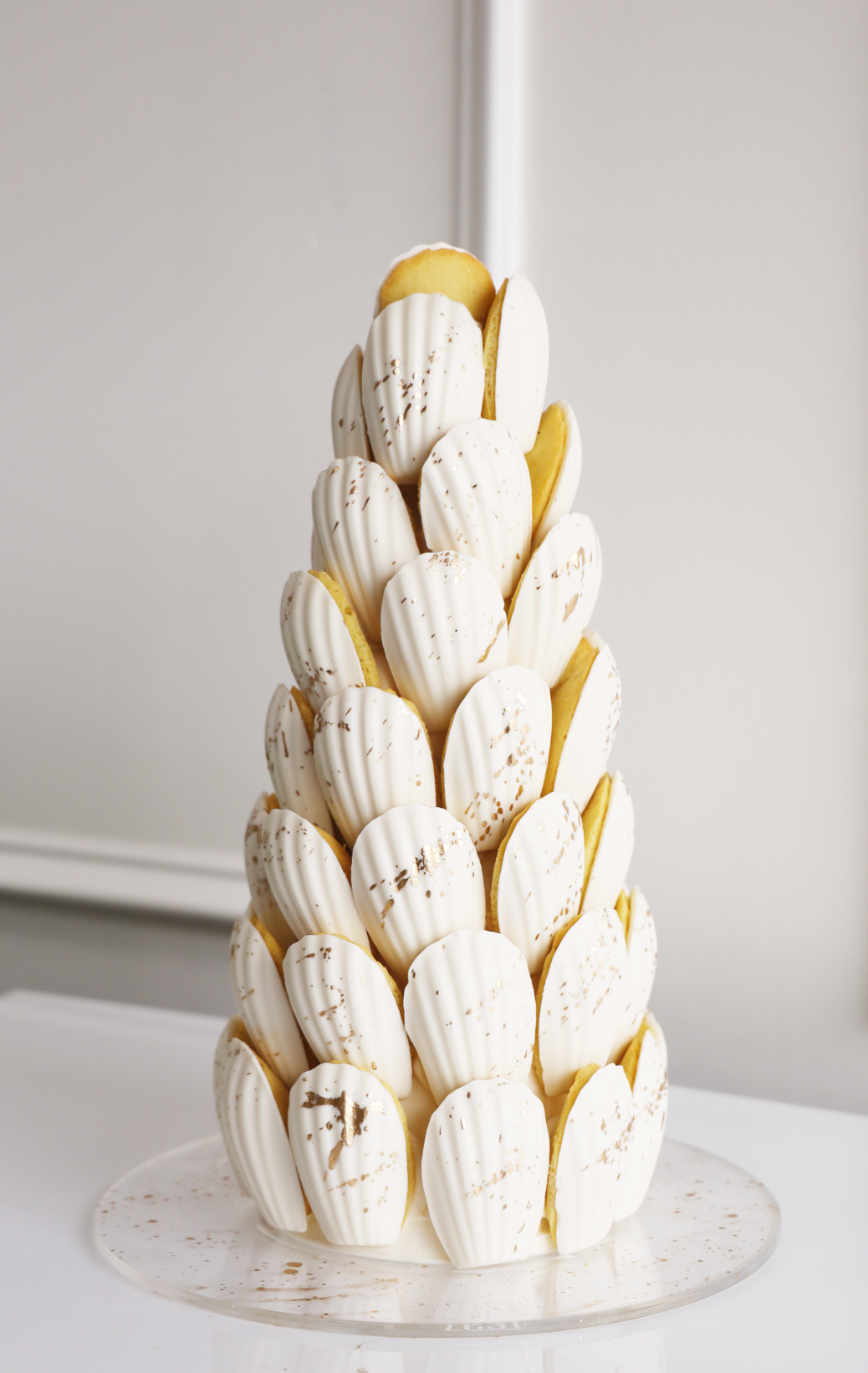 White and Gold Vanilla Madeleine Tower