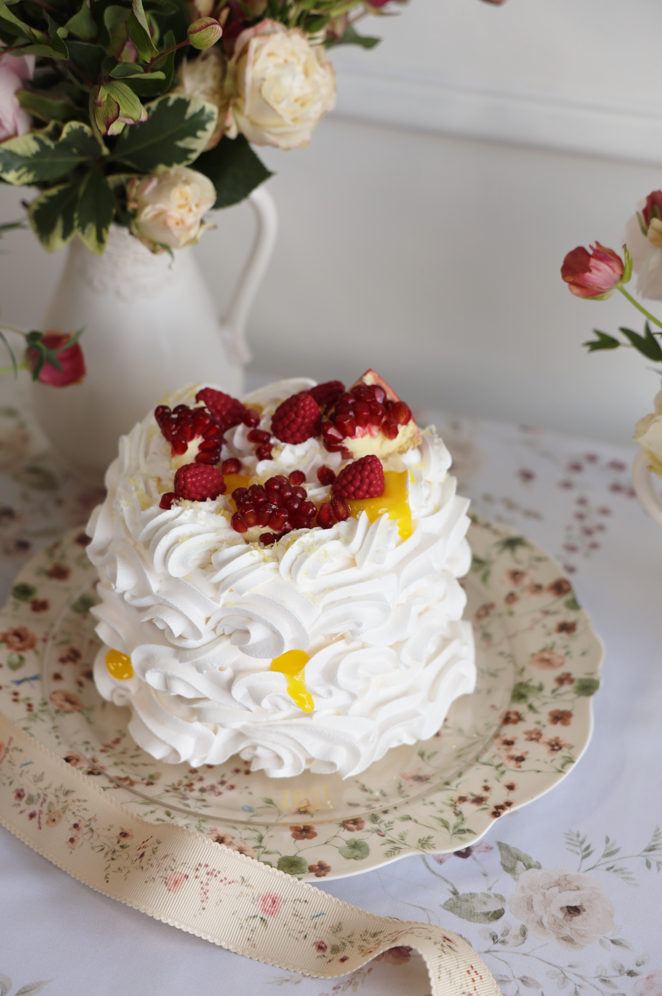 Lemon Pom Pavlova Layer Cake