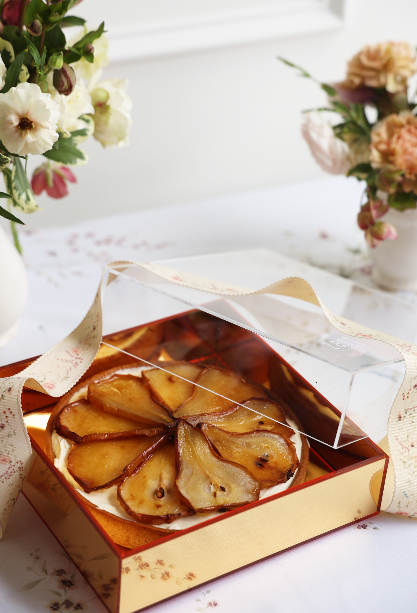 Caramelized Maple Pear Tart in Golden Lucite