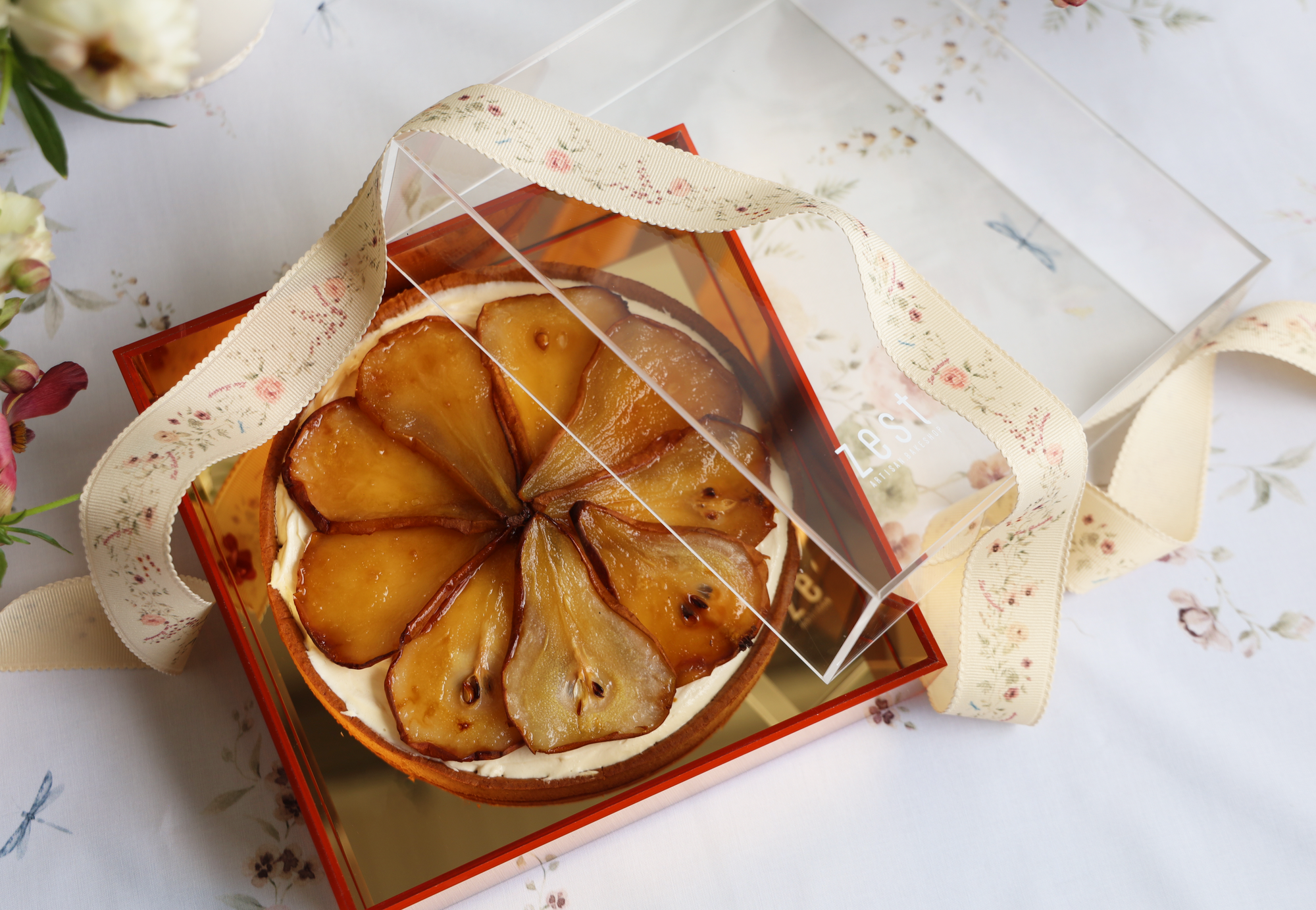 Caramelized Maple Pear Tart in Golden Lucite