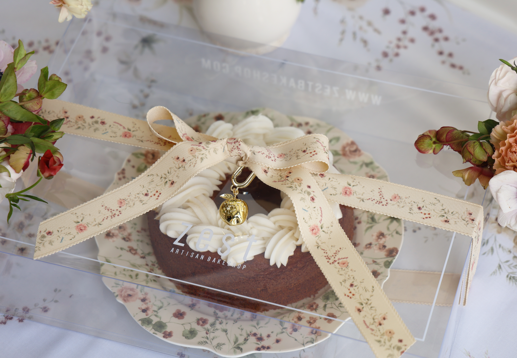 Honey Ring Cake on Porcelain Platter Gift Box