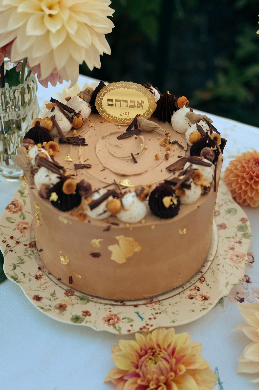 Bird Motif Double Chocolate Mousse Layer Cake