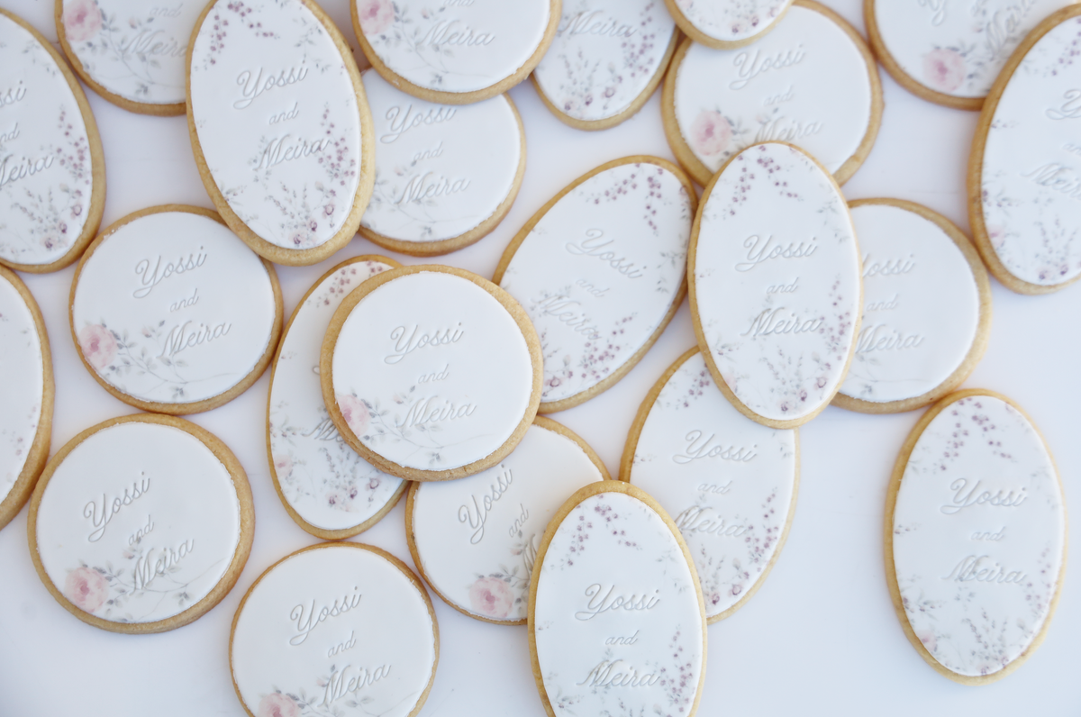 French Lace Florals Personalized Cookies Set (36 Cookies)