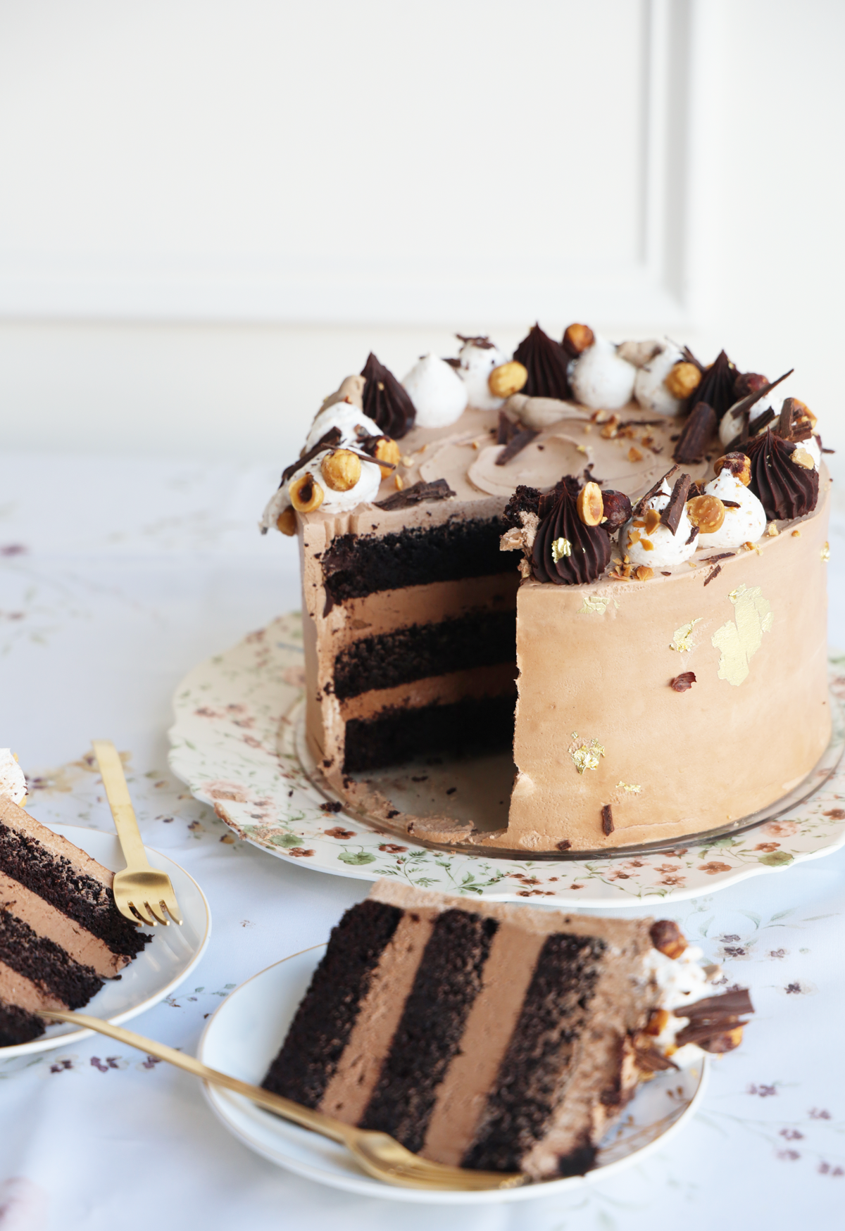Bird Motif Chocolate Mousse Layer Cake