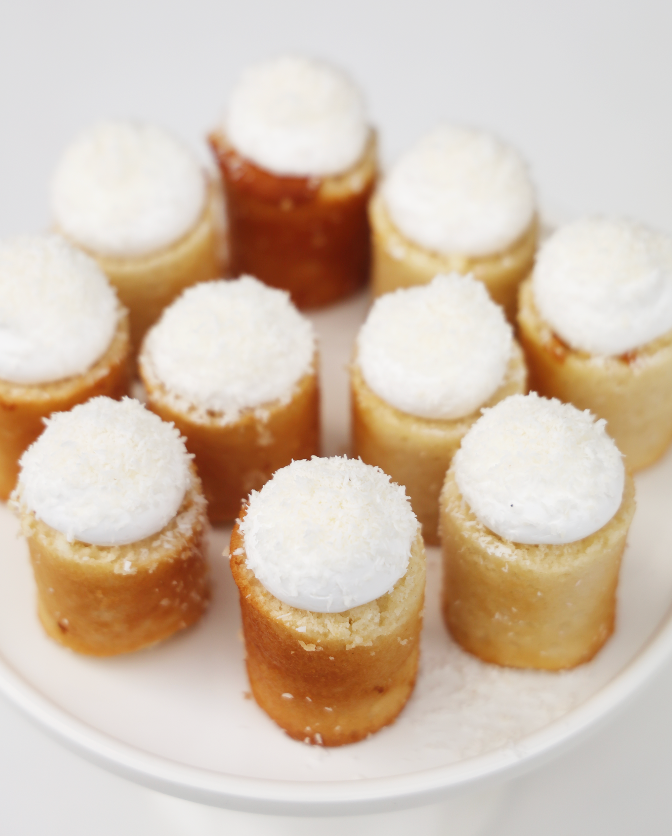 Mini Colored Coconut Cakes - Cream