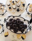 Cream & Black Bows Windowpane Dreidel Cookies