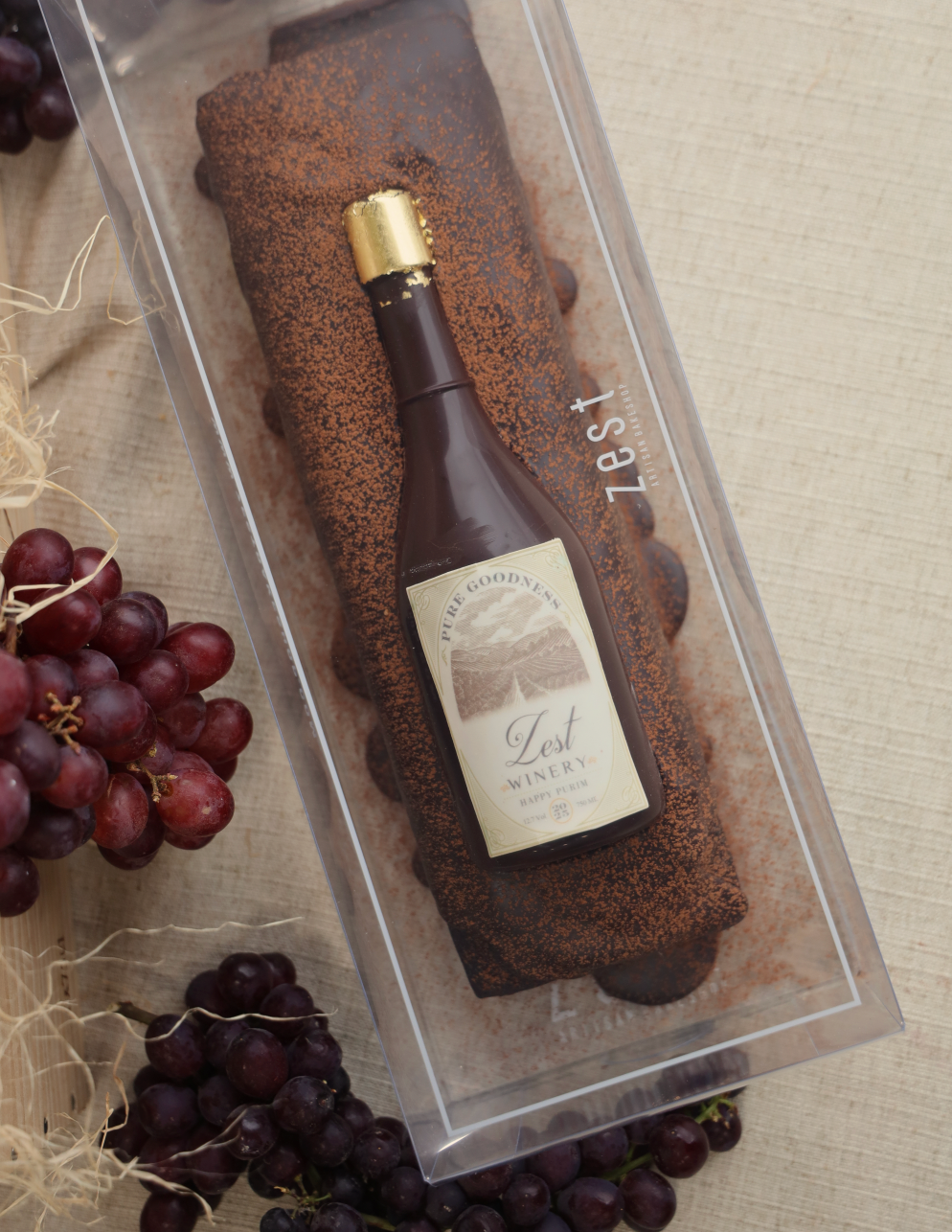 Zest Winery Wine Chocolate Log Cake Box