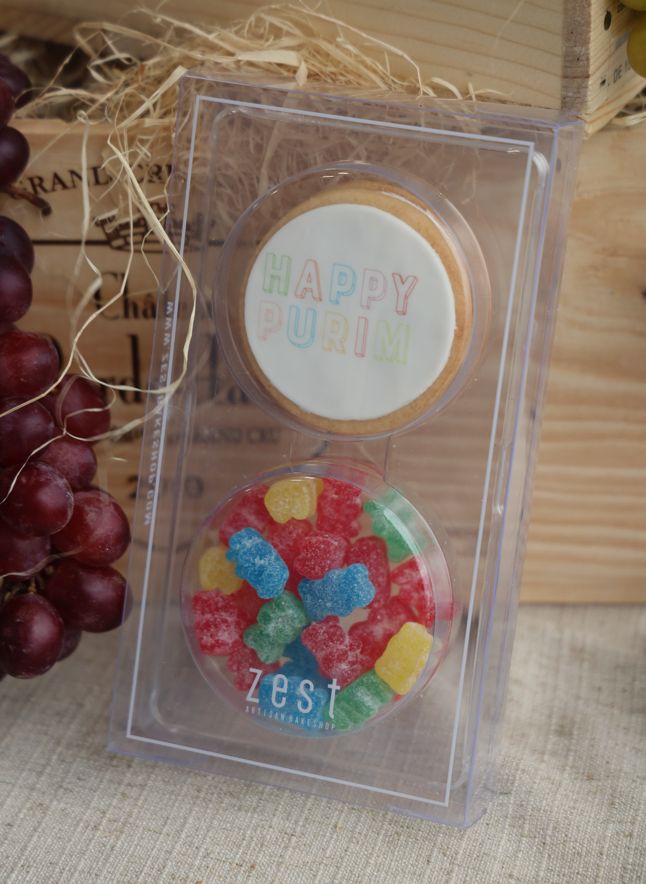 Happy Purim Cookie + Candy 2 Piece Box