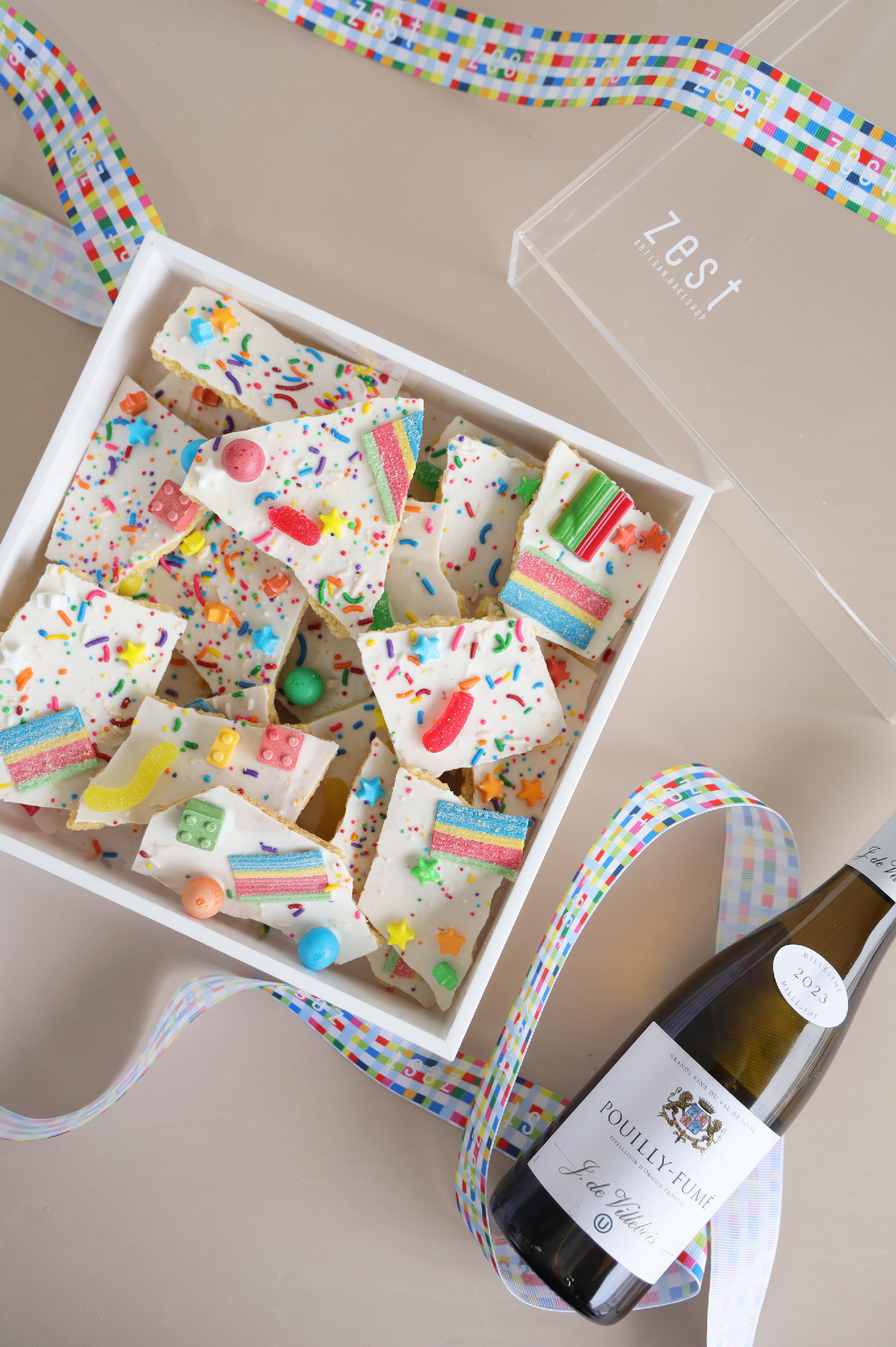 Candy Cookie Bark Square Lucite Box