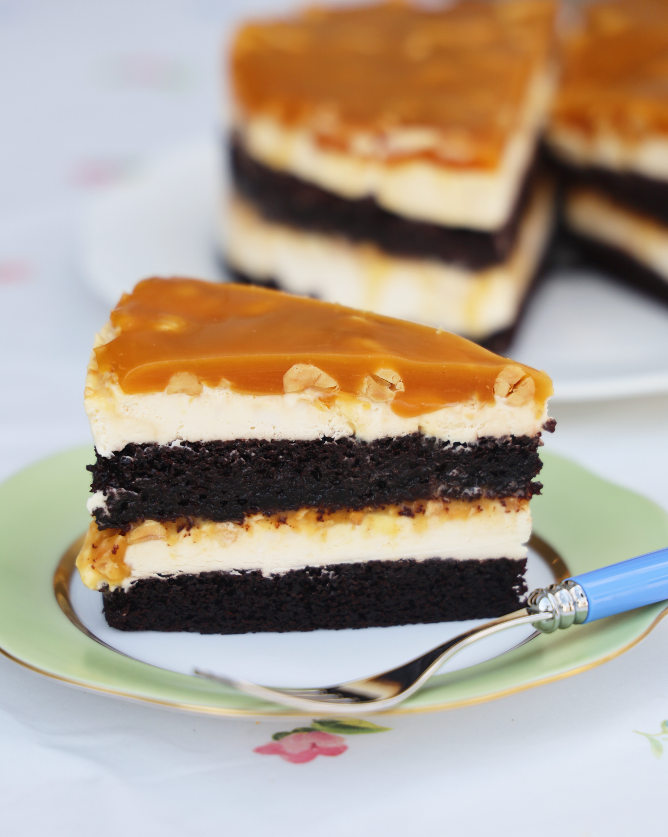 Peanut Caramel + (Parve) Creamy Cheese Chocolate Layer Cake