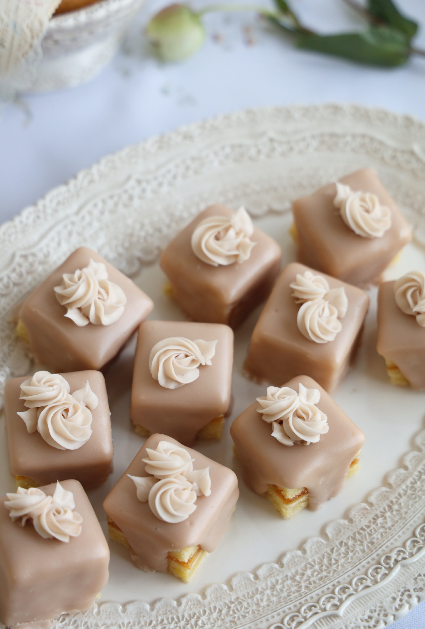 French Lace Florals Petit Four Set (12)
