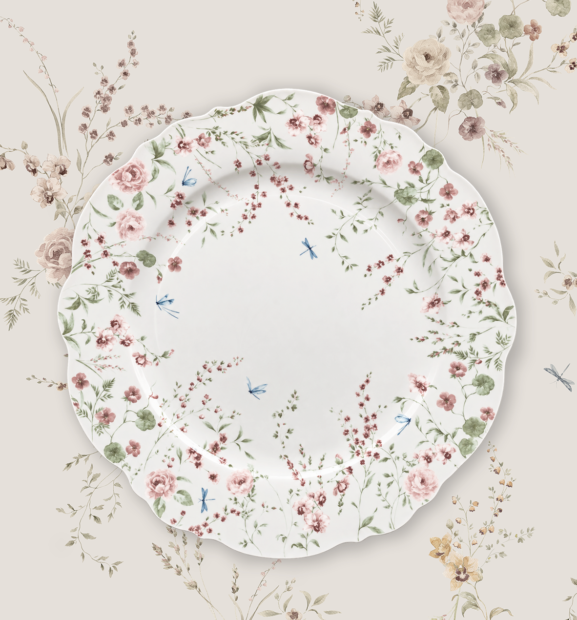 Maison x Zest Bakeshop French Lace Florals 12" Porcelain Platter/ Charger Plate