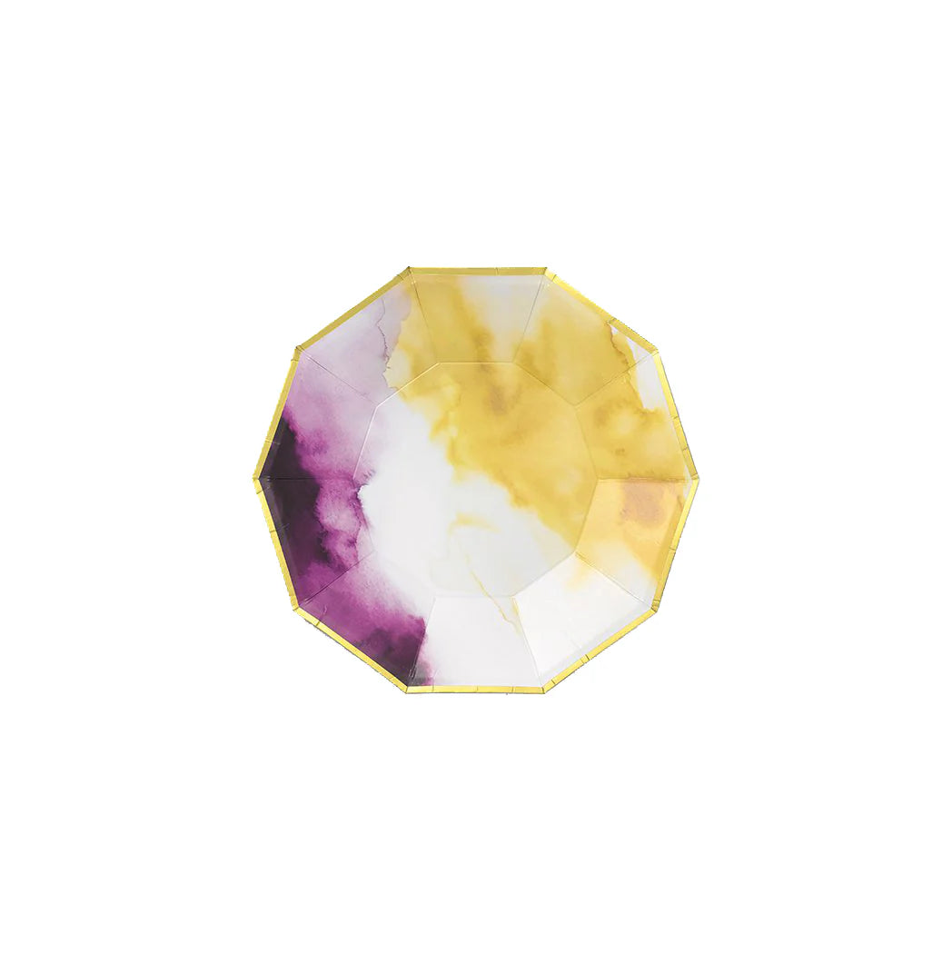 Plum and Gold Watercolor Dessert Plates