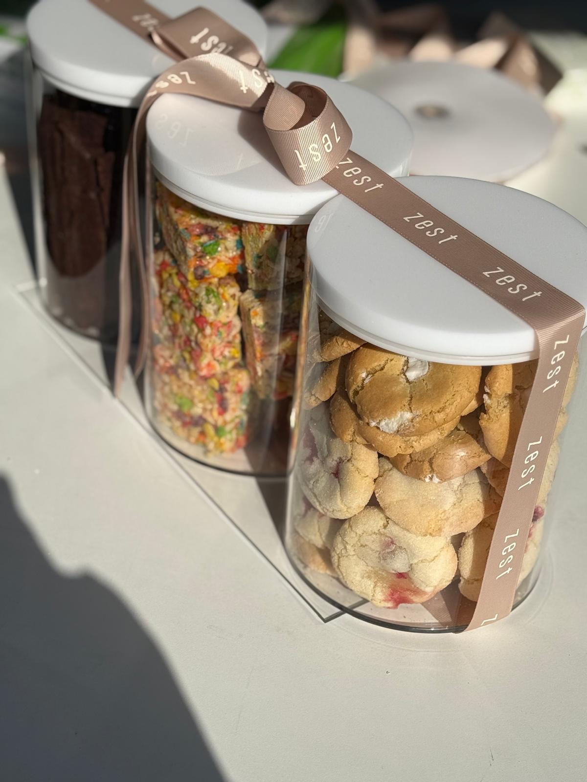 Large Lucite Cookie Jar - Rice Crispy Squares