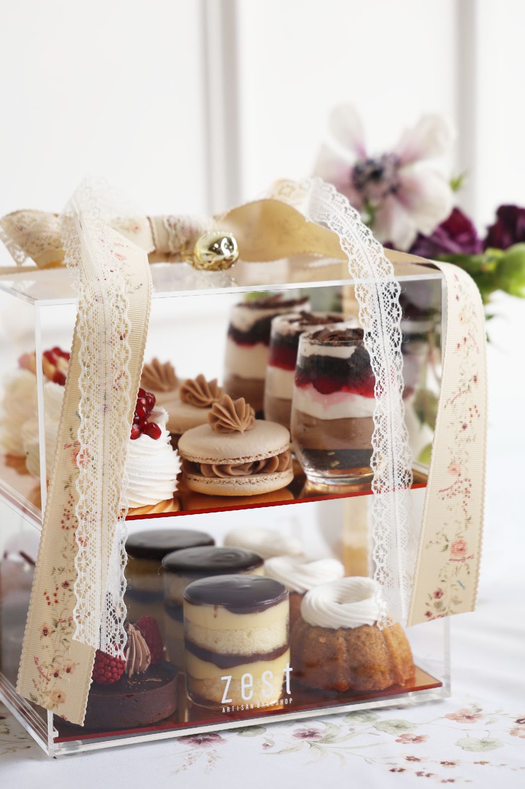 The 2 Tier Rosh Hashana Assorted Dessert Lucite Display Case