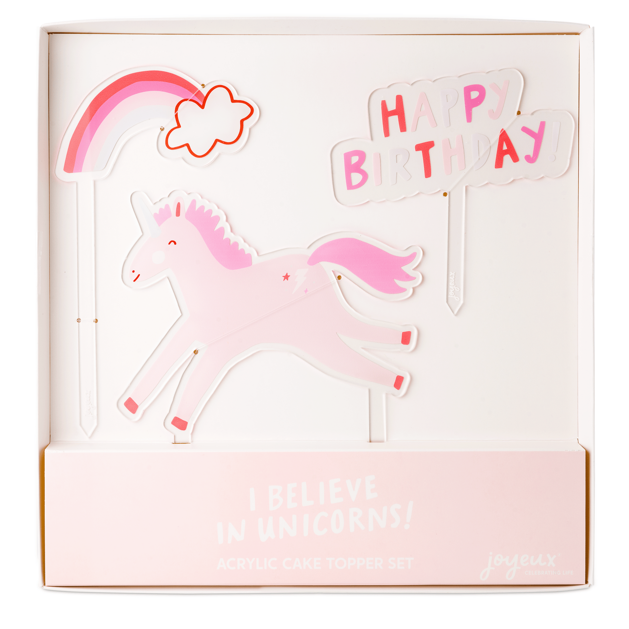 I Believe in Unicorns Acrylic Cake Topper Set