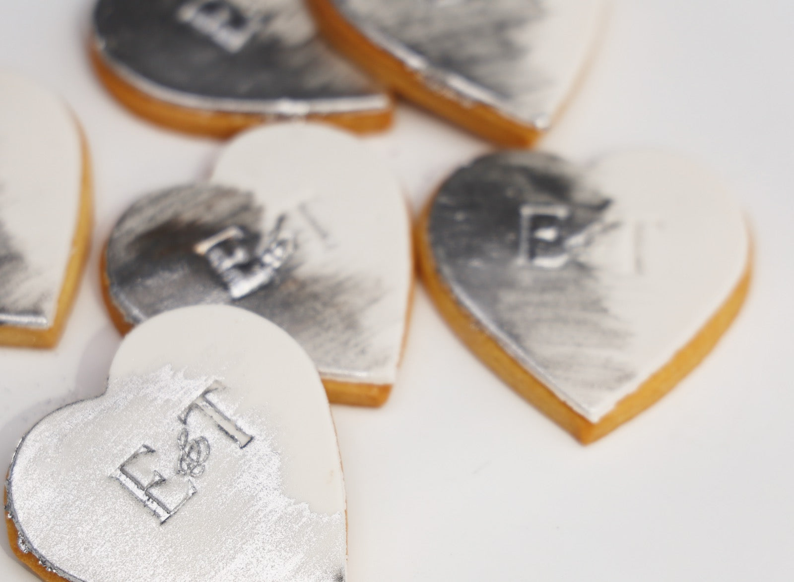 Metallic Hearts Personalized Cookies