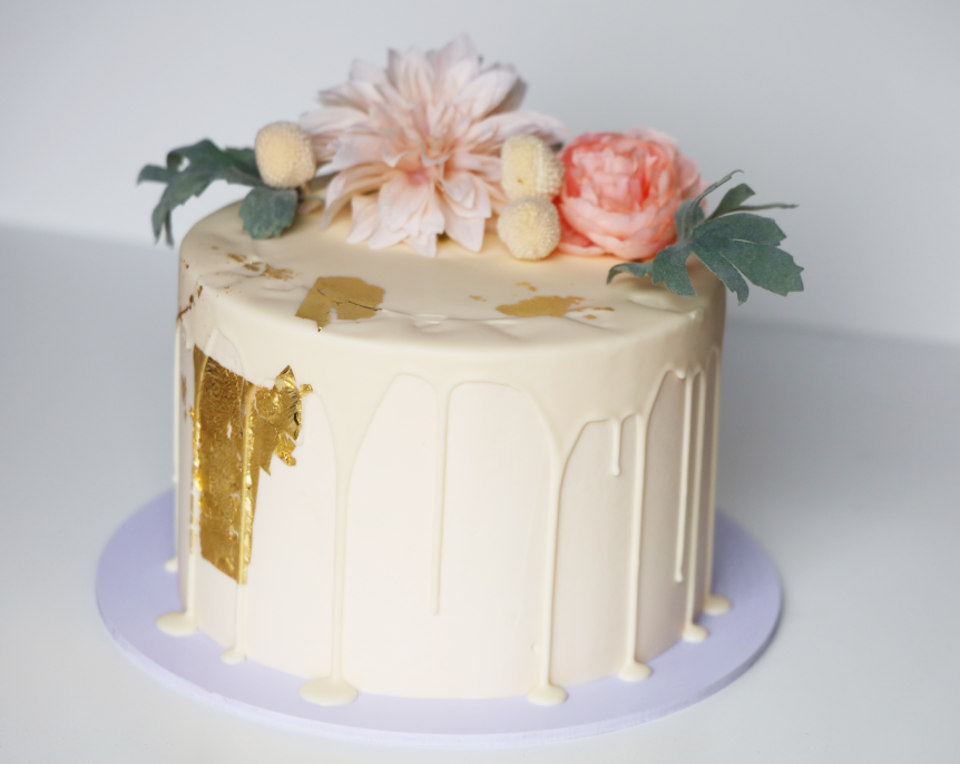 Simple Creamy Floral Birthday Cake