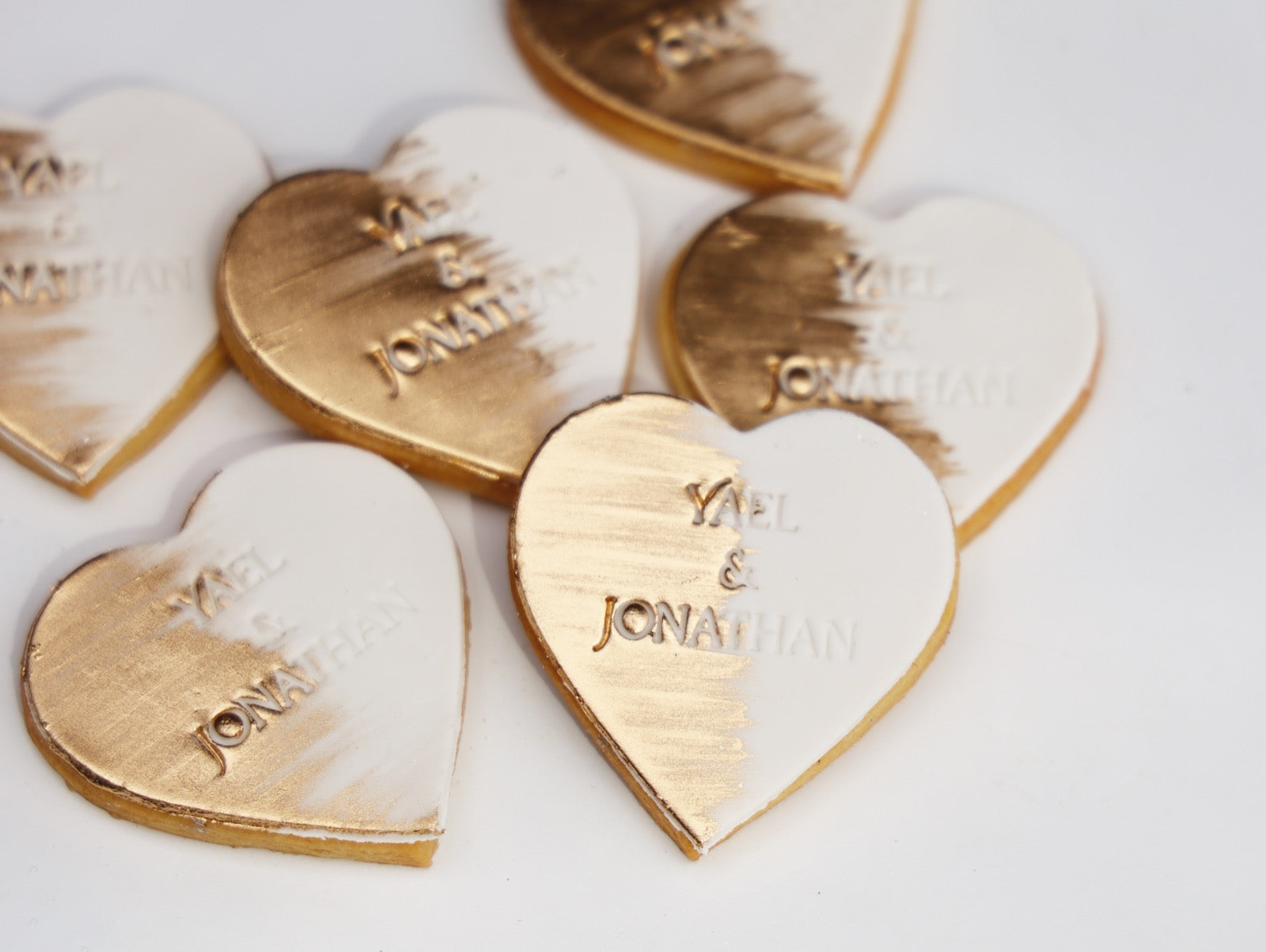 Metallic Hearts Personalized Cookies